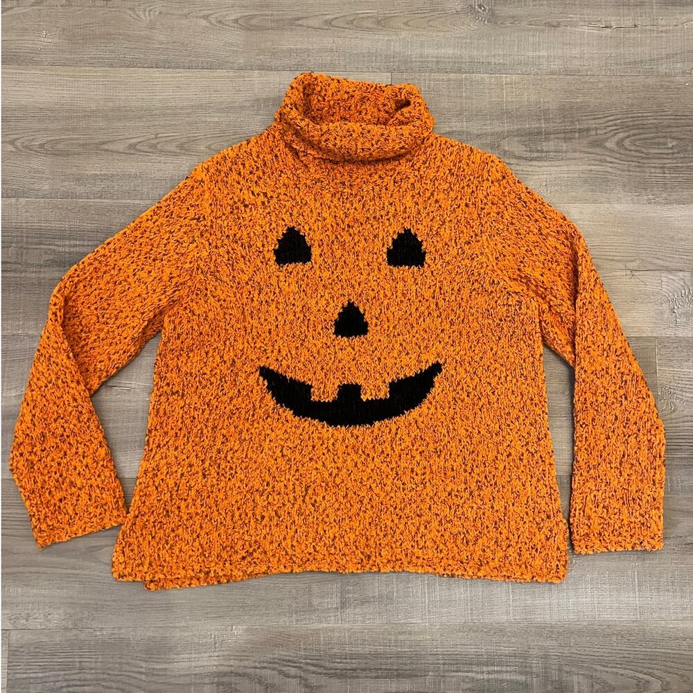 Vtg Northern Isles Wool Blend Halloween Jack o Lantern Sweater